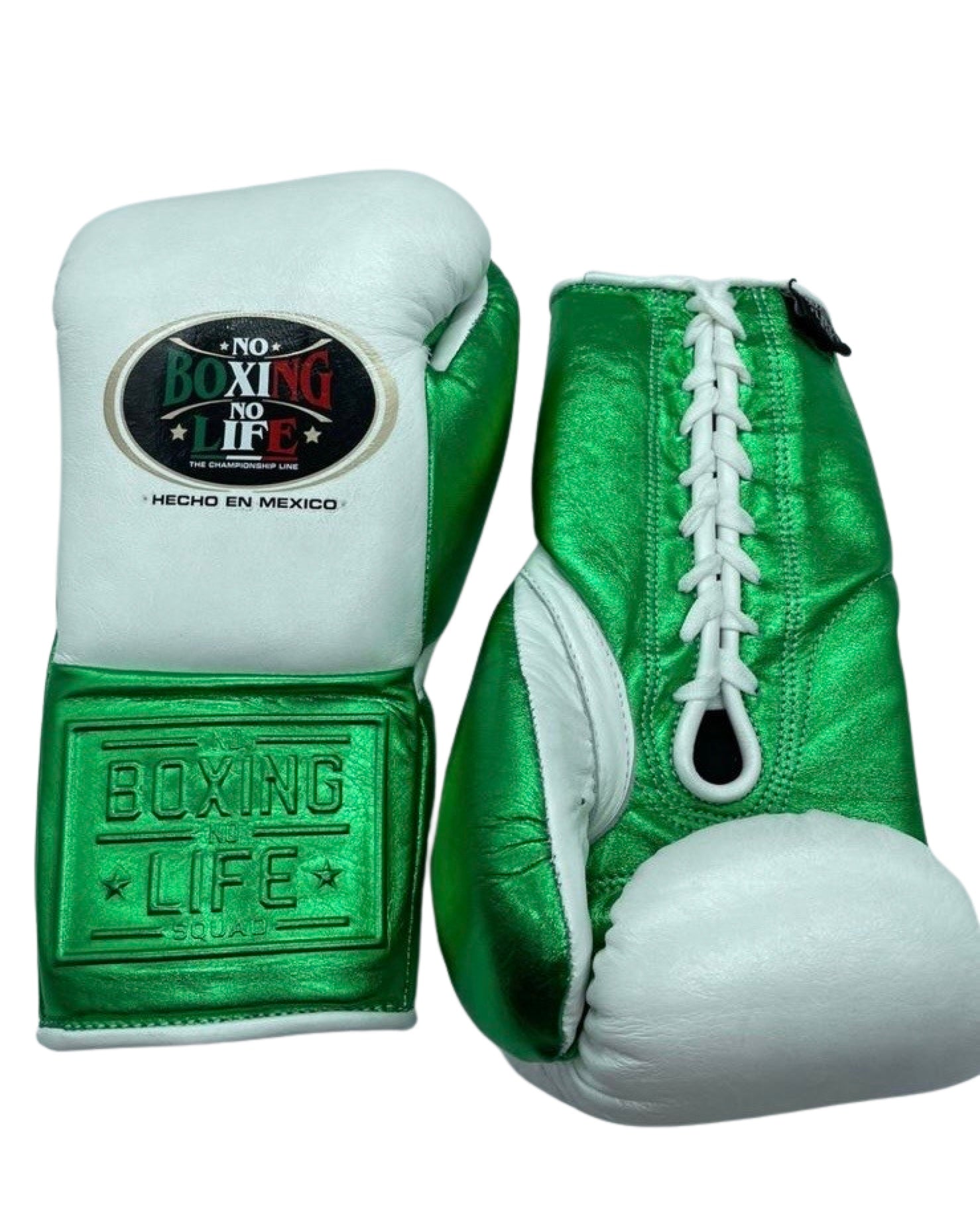 No Boxing No Life Fight Gloves White Metallic Green