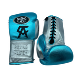 No Boxing No Life Training Gloves - Canelo Edition - Metallic Teal/ Silver