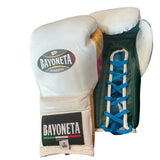 Bayoneta MX Latex Mismatch Gloves - White/ Pine Green/ Caramel Gold/ Royal Blue/ Red