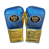 No Boxing No Life Training Gloves - Metallic Blue/ Gold