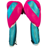 No Boxing No Life Fight Gloves - Fuchsia/ Metallic Sky Blue