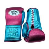 No Boxing No Life Training Gloves - Metallic Pink/ Metallic Teal