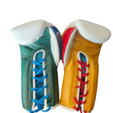 Bayoneta MX Latex Mismatch Gloves - White/ Pine Green/ Caramel Gold/ Royal Blue/ Red