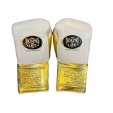 No Boxing No Life Training Gloves - White/ Gold