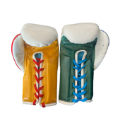 Bayoneta MX Latex Mismatch Gloves - White/ Pine Green/ Caramel Gold/ Royal Blue/ Red