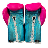 No Boxing No Life Fight Gloves - Fuchsia/ Metallic Sky Blue