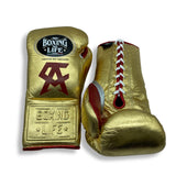 No Boxing No Life Fight Gloves - Canelo Edition - Gold/ Red Wine