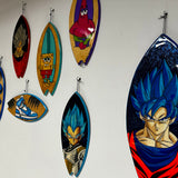 Goku Super Saiyan Azul - Replica de tabla de surf de madera pintada a mano