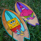 Bob Esponja - Replica de tabla de surf de madera pintada a mano