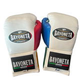 Bayoneta MX Latex Mismatch Gloves - White/ Pine Green/ Caramel Gold/ Royal Blue/ Red